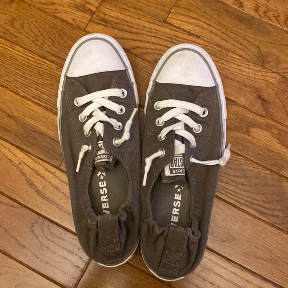 Olive green slip on converse